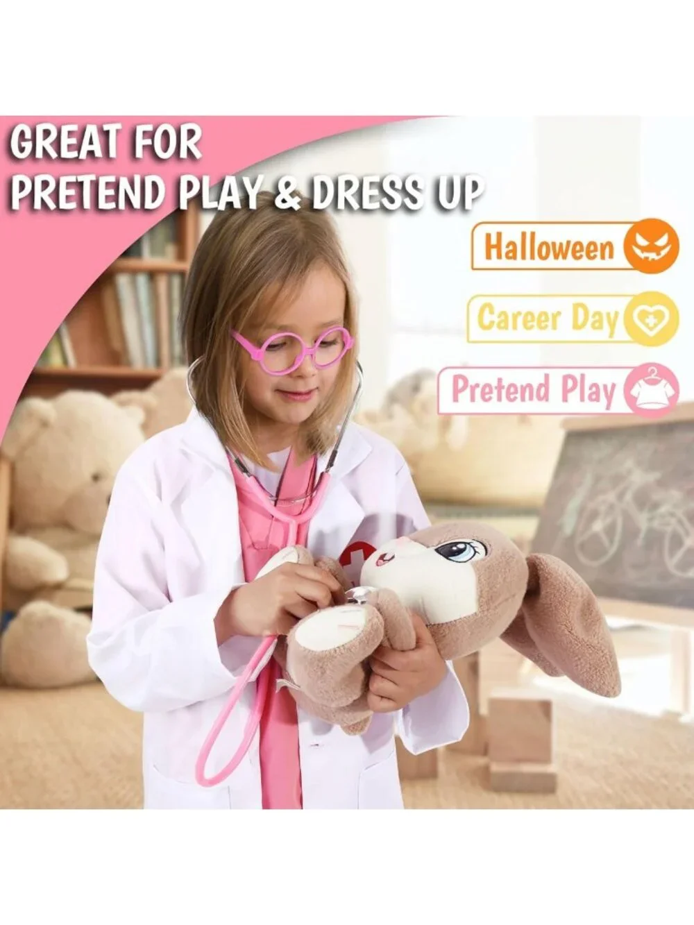12 PCS Kids Doctor Costume Set - Scrubs, Lab Coat & Nurse Outfit for Career Day